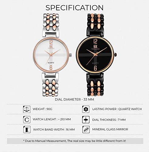 Image of IIK COLLECTION Watch for Women Round Dial |Analogue Quartz Movemnet Ladies Watch|Long Battery Life|Stainless Steel Adjustable Bracelet Chain Strap|Fancy Clasp Safety Watch for Woman