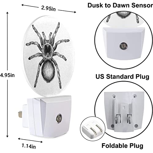 Image of White Black Spider Net Night Light Creepy Scary Spider LED Dusk to Dawn Plug-in Nightlight Auto Sensor for Bedroom Bathroom Hallway Living Room