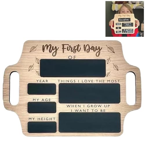 Xiciki First Day of School Board with Handle, Portable Chalkboard Sign for Back to School Photo Prop, Personalized Kids Preschool Kindergarten Primary Gifts (1 Pack)