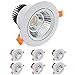 Faretti LED da Incasso per Cartongesso,BAGZY 6x Rotondo Luci da incasso 5W, 500LM, Bianco Caldo 3000K,Ritaglio Ø 70-80mm,IP44,AC 220-240V,120 °per Soffitto Cucina Bagno Camera da Letto(Bianca)