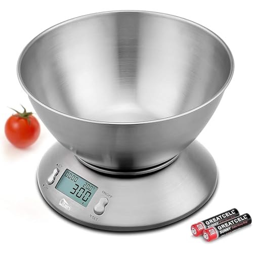 Uten Küchenwaage Digitalwaage Professionelle Waage Electronische Waage, Digitale Küchenwaage 5kg x 1g aus 304 Edelstahl Tara-Funktion mit LCD-Display Schale und Timer Uten Küchenwaage Digitalwaage Professionelle Waage Electronische Waage, Digitale Küchenwaage 5kg x 1g aus 304 Edelstahl Tara-Funktion mit LCD-Display Schale und Timer
