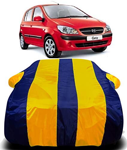 Image of Waterproof Car Cover with Ultra Surface Body Protection (Yellow Stripes) (Hyundai Getz Prime)