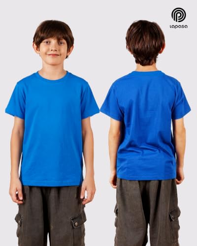 Image of LAPASA Boys & Girls Cotton T-Shirts 4 Pack Tagless Tees for 3T-13Y Kids K01 | Ribbed Crewneck Short Sleeve Undershirts for Toddlers and Teens. Soft, Breathable, Ideal for School /Daily Wear /Sport