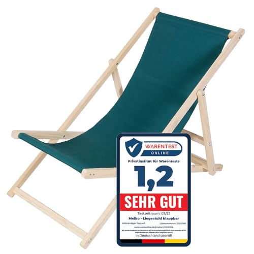Melko Holzliegestuhl klappbar Sonnenliege Holzliegestuhl Klappliege...