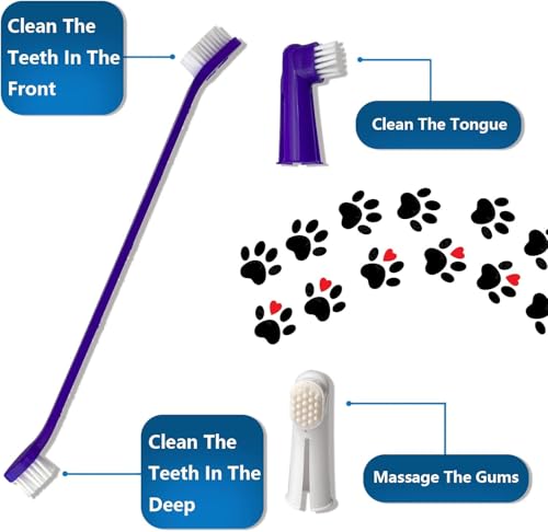 Image of 4 PCs Pets Oral Cleaning Toothbrush Toothpaste Fingerbrush Package, Dental Health Care, Clean Teeth & Freshen Breath for Dogs, Cats, Puppies, Reducing Plaque | Professional, Safe and Reliable