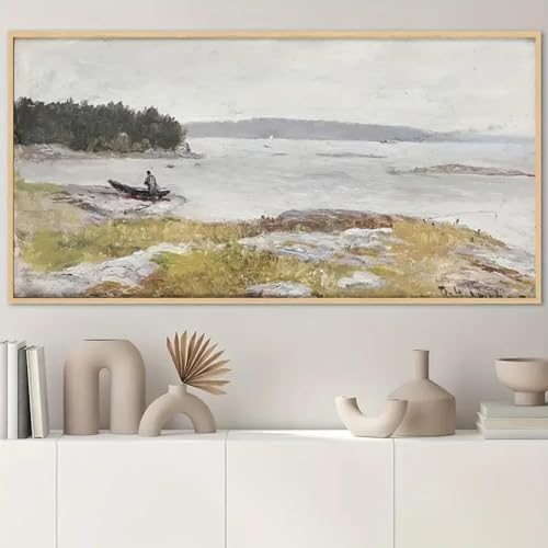Art mural de bateau moderne scène de bord de mer décoration murale 40x80 cm