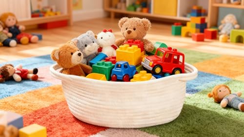 Image of CREVENT Storage Basket for Baby Stuffs, Gift Baskets for Birthday Baby Shower , including a Gift bag with Ribbon