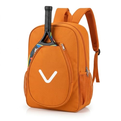 Mochila Raqueteira Bolsa Beach Tennis Tênis Squash Impermeável Esportiva Poliéster Reforçada 47x32x14cm Com Compartimentos Para Raquete Bolas E Acessórios (Laranja)
