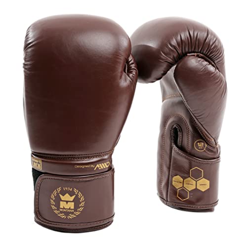 Gants de boxe Montana Victory Heritage en cuir véritable avec mousse triple densité