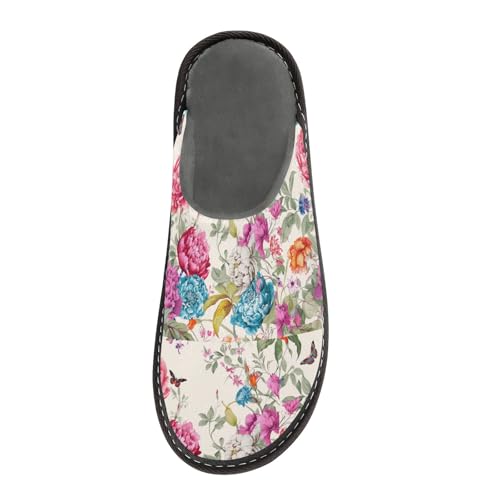 Flower Leaves Fuzzy Slippers Soft Home Bedroom Slippers for Women Men House Shoes3