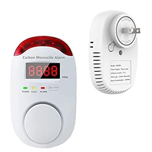 Carbon Monoxide Detectors Plug in Wall Portable Carbon Monoxide Detector for Travel CO Alarm with LED Digital Display Voice Light Plug and Play