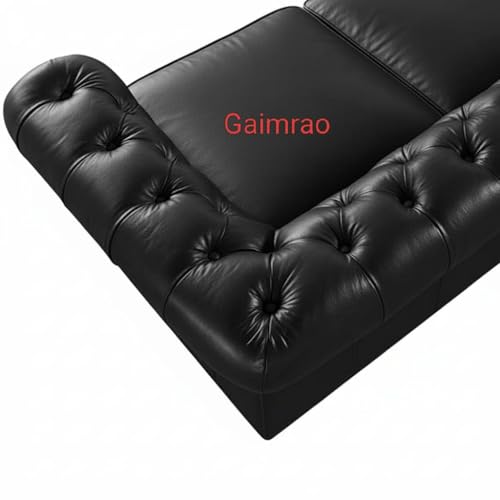 Image of Classic Leatherette Chester Sofa Set Button Tufted, Classic Style Sofa Set 3-Person Sofa for Living Room, Office, and Hallway Colour (Black Leatherette, 3+1 = 4 Seater Sofa)