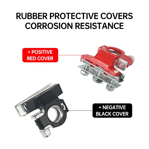 2 Pack Battery Terminal Connectors,12V Automotive Top Post Battery Wire Cable Terminals Clamp Connectors Kit,Car 3 Way Battery Terminals,Positive And Negative, Applicated In Car,Boat, Van And More #TOP4