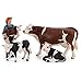 DOYIFUN Set of 4 Realistic Farm Cow Model Figure Toy Set, Cow Figurines Collection Playset with Farm Keepers, Farm Meadows Pasture Cow Statues Preschool Science Educational Learn Cognitive Toys