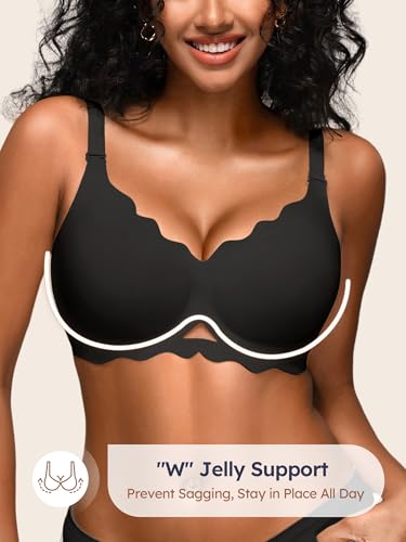 Image of Seamless Jelly Bras for Women - Wireless Gel Bra No Underwire with Support Full Coverage Comfort T-Shirt Bralette