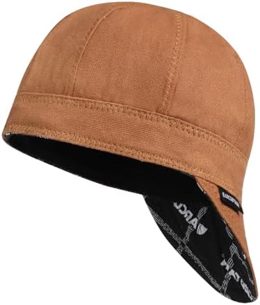 ARCCAPTAIN Reversible Welding Cap, 8 Panel Protective Welders Cap, 10 oz Fireproof Cotton Comforts for Safety and Protection While Welding to Men Women, Khaki, 7 1/4