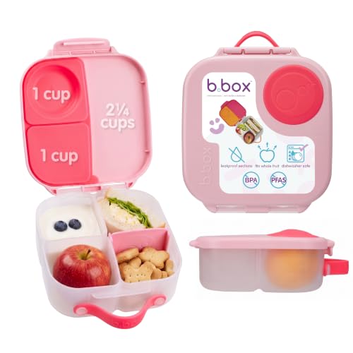 Image of b.box Lunch Box for Big Eaters All Ages - 8.5 Cup Leak Proof Bento Box with 4 Compartments, School Lunch Container with Ice Pack, Dishwasher Safe, BPA-Free, PFAS-Free - Flamingo Fizz