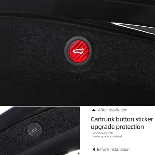 Image of BETTERHUMZ Rear Trunk Switch Sticker Compatible with Tesla Model 3 Highland 2024 Model Y Juniper 2025 2026 Carbon Fiber Liftgate Close Button Trim Interior Decor Accessories (Red)