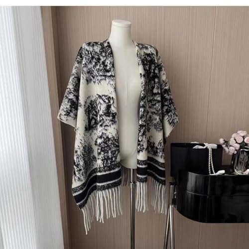 Women's Cashmere Blend Wraps - Classic Elegant Ink Wash Style Shawls for Women2