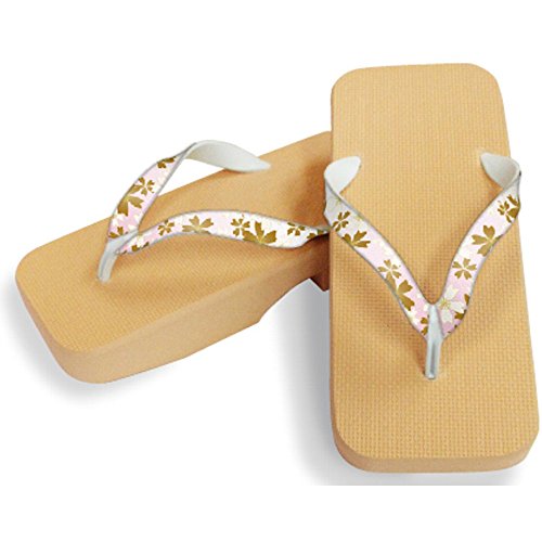 [One Step] [Hajime] Geta Geta Clogs, Soft and Water Resistant, Made of Sponge, 10.6 inches (27 cm), BE/Large Cherry Blossom x Pink, Daisakura x Pink (Daisakura x Pink/27), Daisakura × Pink, 27.0 cm