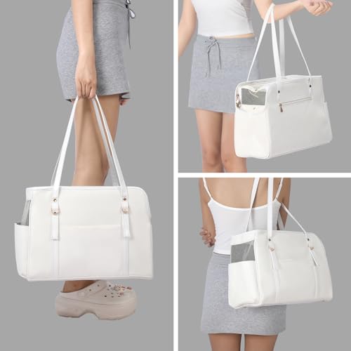 Lasaviin Bolsa de Transporte para Cães, Bolsa de Transporte de Couro da Moda para Animais de Estimaç