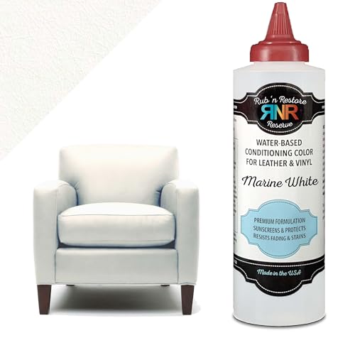 Rub 'n Restore® Reserve - Premium Vinyl & Leather Paint - Conditioning Color for Furniture, Auto, Boat - Restore, Recolor, Sunscreen & Protect - Made in the USA - 8 oz (Marine White)