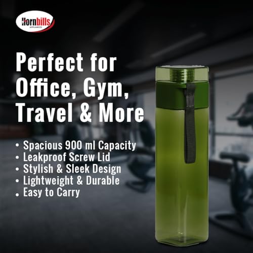 Image of HORNBILLS Aqua Fridge Water Bottle-900ml Each|Durable,Food Grade,Freezer Safe, Unbreakable|Ideal for Office,Gym,School,Travel Hiking Camping & Outdoor|Leak Proof & BPA Free| Everyday Hydration |Green