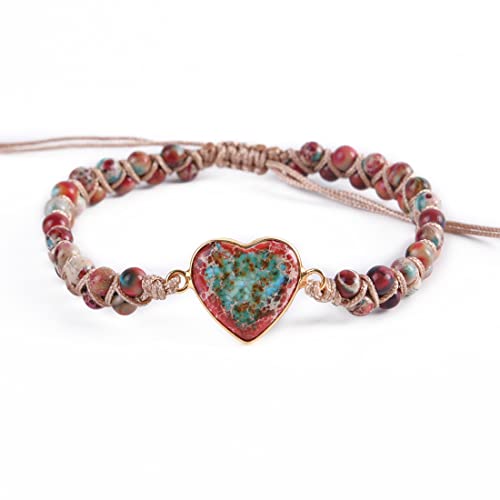 YGLINE Bohemian Natural Stone Jewelry Bohemian Style Jasper Bracelet Gemstone Beads Bracelet Jewelry