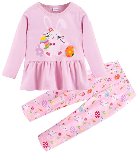 Image of Little Girls Outfits 2 Piece Toddler Long Sleeve Sweatshirt Leggings Pants Fall Winter Clothing Set 2-10 Years
