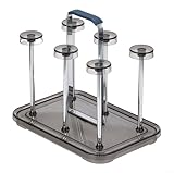 Soporte para tazas de café con bandeja de drenaje para almacenamiento de encimera de cocina con 6 ganchos y barra de soporte redondeada, adecuado para varios tamaños y formas de tazas (plateado A)