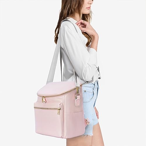 Image of Minsong Diaper Bag Backpack, Fashion Leather Mommy Backpacks, Travel Baby Diaper Bags with in Bag Organizer and Changing Pad (Pink)