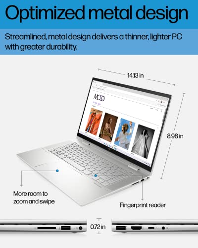 Image of HP Envy x360 Convertible 15-inch Laptop, Intel Core i7-1260P Processor, Intel Iris Xe Graphics, 16 GB RAM, 1 TB SSD, Windows 11 Home (15-es2026nr, Natural Silver Aluminum)