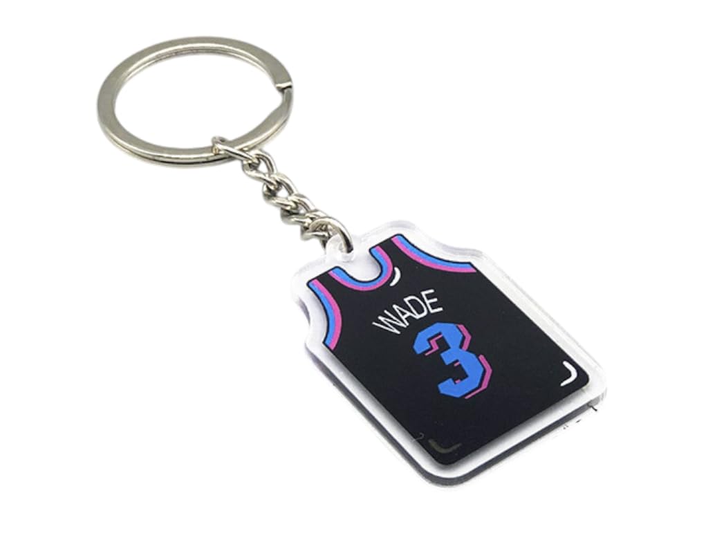 Basketball Player Keychain Curry Edwards Tatum Iverson Wade Rose Morant - Jersey Collectible Fan Gift for Men Women Teens, Dwyane Wade, S — image 1