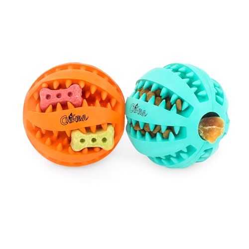CHIWAVA-2-Pack-275-Rubber-Teething-Dog-Toy-Dental-Balls-Food-Treat-Feeder-Chew-Ball-for-Large-Dogs CHIWAVA 2 Pack 275 Rubber Teething Dog Toy Dental Balls Food Treat Feeder Chew Ball for Large Dogs