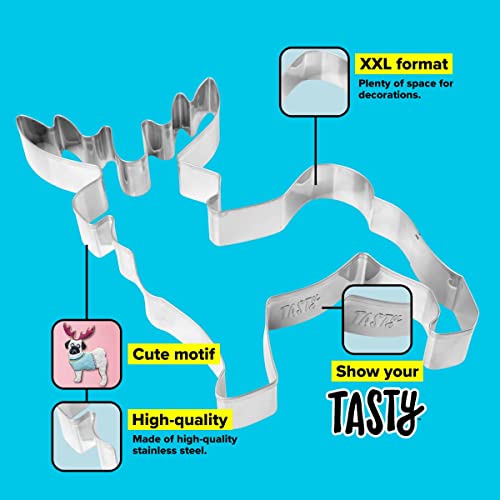 Tasty XXL Cookie Cutter Pug Shape for Cute Fun and Unique Cookie Creation and Baking in Classic Glossy Silver, Dimensions: 20x16x2.5cm - Image 3