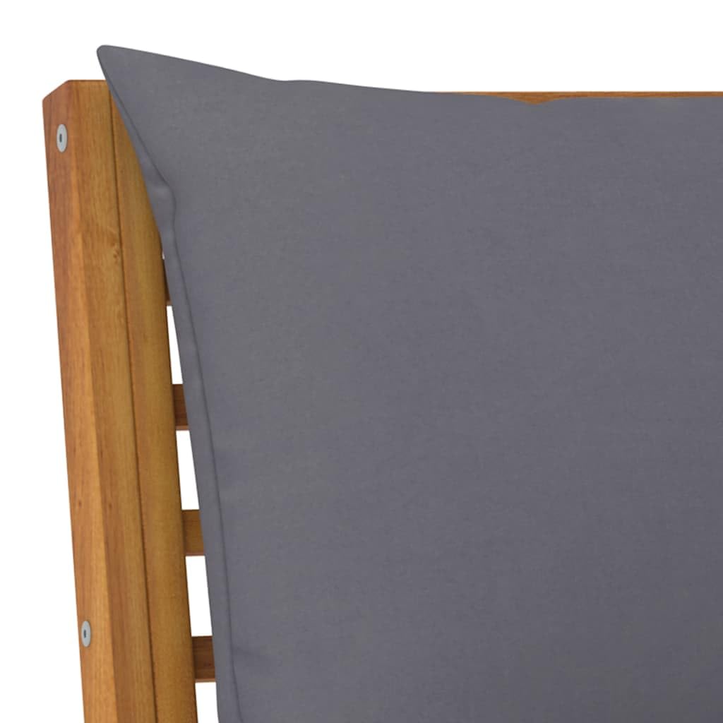 vidaXL Canapé d'angle Sectionnel avec Coussin Canapé d'Extérieur Meuble de Jardin Patio Salon Terrasse Intérieur Gris Foncé Bois d'Acacia
