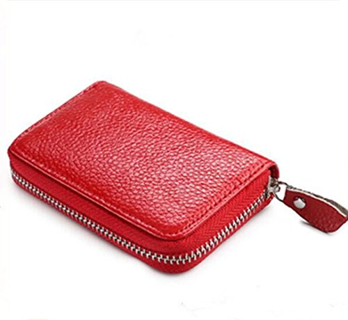 Tarjetero para tarjetas de crédito, caso de la tarjeta de crédito, PU Cuero con Bolsillo para monedas y Crédito Tarjetas Ranuras. [ rojo ]