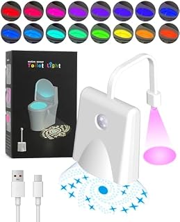Neialla Toilet Light, Upgraded Toilet Lights Inside Toilet Rechargeable Projectable Motion Activated Toilet Seat Light Sensor LED Washroom Night Light 12 Colors Waterproof Gadgets for Men Women