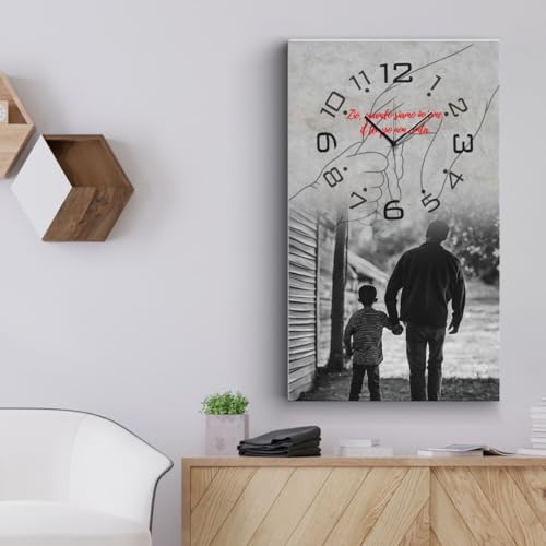 dodda - Quadro Personalizzato con Foto, Testo e Orologio con stampa in HD - Stampa Foto su Tela Personalizzata Idea Regalo Zio