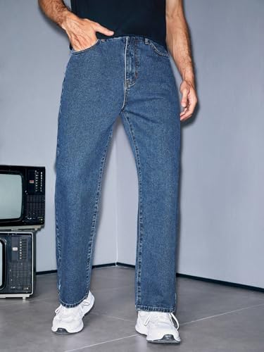 Image of KOTTY Men's Straight Leg Cargo Jeans - Retro Street Style Denim with Utility Pockets