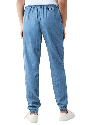 Image of The Souled Store Solids: Azure Blue Mens Regular fit Button Cotton and Spandex Cargo Jeans