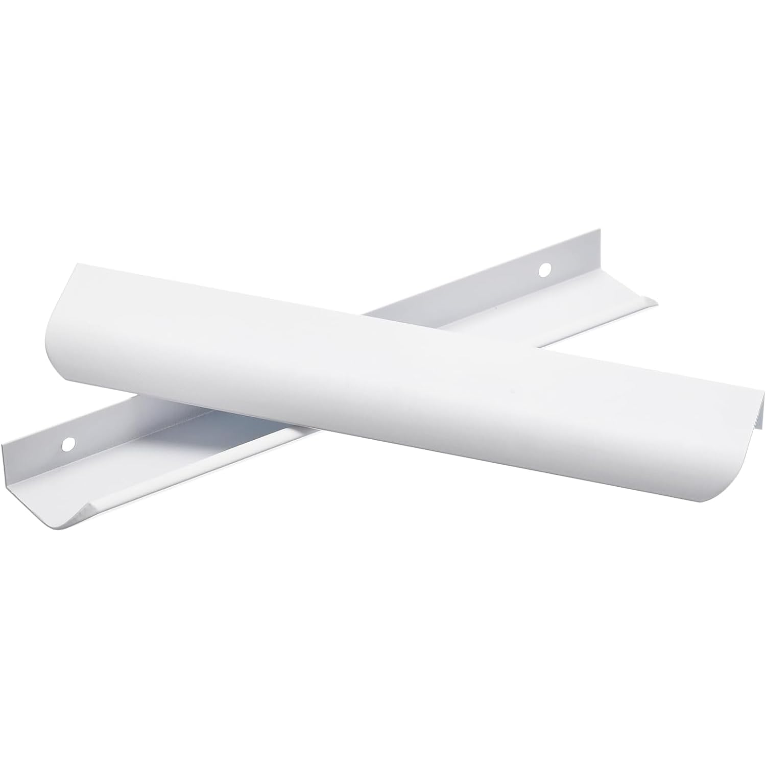 SYZOW 6 Pack White Cabinet Pulls Kitchen Cabinet Hardware Cabinet- Edge Finger Tab Pull White Pull Hidden Drawer Handles 200mm Hole Centers