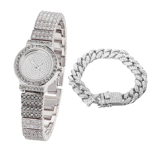 Halukakah Kids' Diamond Watch Sparkling Starry: 18k Real Gold/Platinum Plated,Elegant & Casual Round Dial,Full of Diamonds,Stainless Steel Band Quartz Watch,Present for Boys and Girls