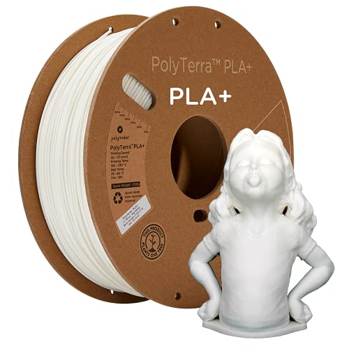 Polymaker PLA+ 3D Printer Filament 1.75mm, Matte White PLA Plus Filament Satin Surface 1kg - PolyTerra Tough PLA+ 3D Printing Filament