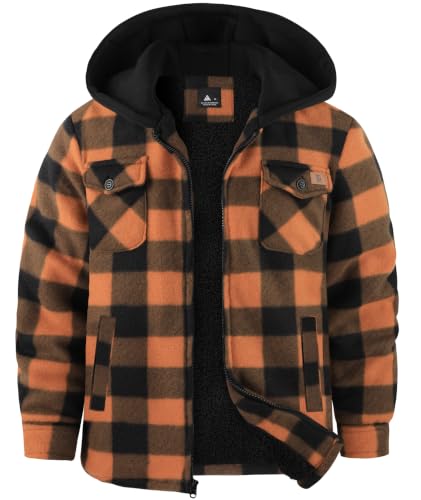 Image of ZITY Boys Flannel Jacket Sherpa Lined Zip Up Hoodie