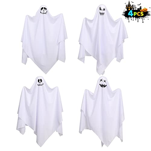 4 Pack Halloween Hanging Ghosts Decoration, Two In 35.43 Inch And Two In 27.56 Inch Flying Ghost For Front Yard Trees Window Patio Lawn Garden Party Halloween Decorations #TOP5