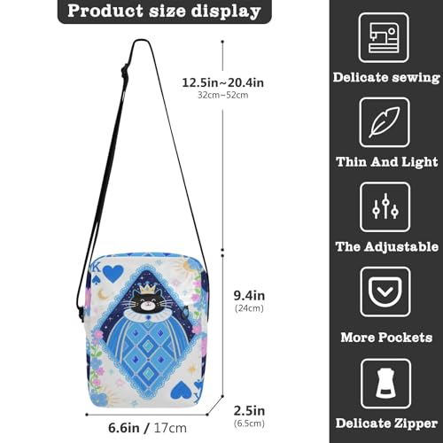 small messenger bag for men cross body bag Casual Purse Adjustable Strap for Travel Travel- Pop Art Cartoon Poker Cat3