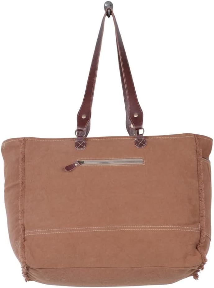 Myra Bag Juniper Cowhide Purse - Large Cowhide Purses for Women, Floral Tooled Leather Accent, Fringes, Western Style