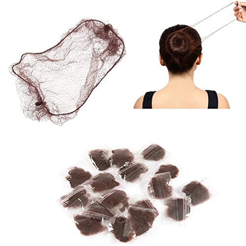 Lot de 10 filets à chignon invisibles pour danseuse de ballet, hôtesse de serveur, chignon de chignon, bordure élastique, accessoires de coiffure pour femmes et filles (marron) Cover