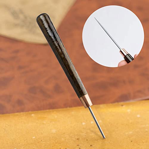 Awl Tool, 2 PCS Wooden Handle Scratch Awl for Leather Hole Punch Awl Maker Tool,Sewing Awl